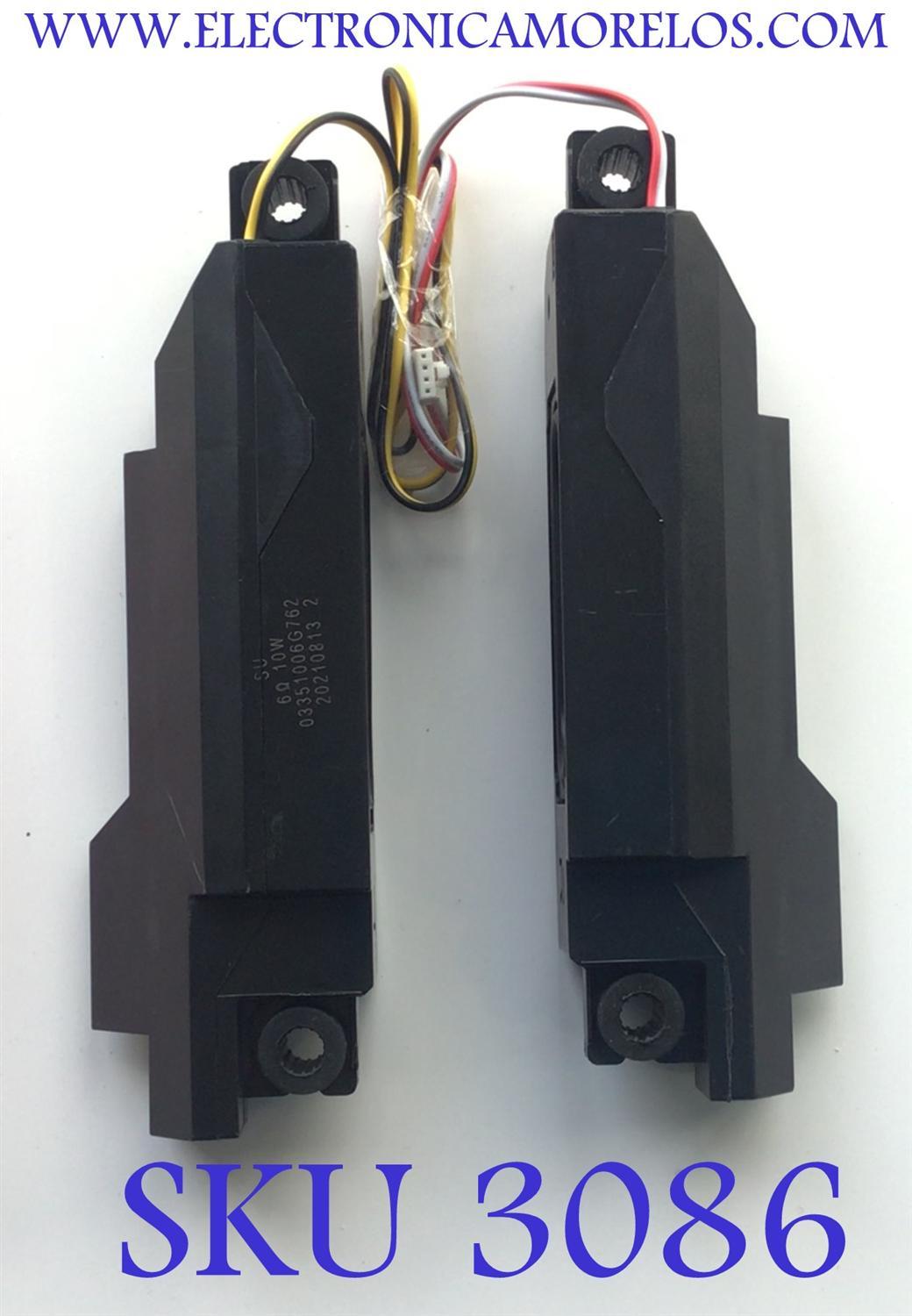 KIT DE BOCINAS PARA TV INSIGNIA ( 2 PZ ) / NUMERO DE PARTE 03351006G762 / 20210813 / 6Ω 10W / DISPLAY HV320WHB-F55 REV.4.0 / MODELO NS-32F201NA22